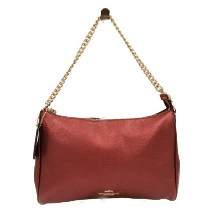 COACH 2WAY バッグ レザー チャーム付 F56126 中古  コーチ メタリック ボルドー ゴールド レディース ショルダー