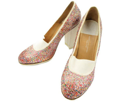 DRIES VAN NOTEN/ドリスヴァンノッテン グリッター パンプス 約24cm 中古 ラメ レディース マルチカラー カラフル ブロックヒール 38
