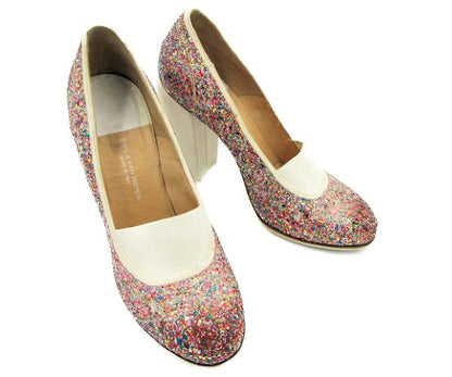 DRIES VAN NOTEN/ドリスヴァンノッテン グリッター パンプス 約24cm 中古 ラメ レディース マルチカラー カラフル ブロックヒール 38