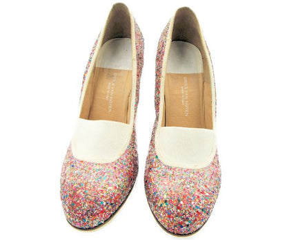 DRIES VAN NOTEN/ドリスヴァンノッテン グリッター パンプス 約24cm 中古 ラメ レディース マルチカラー カラフル ブロックヒール 38