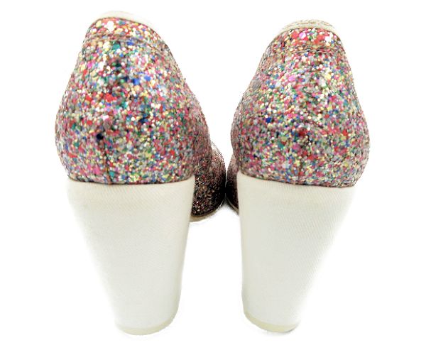 DRIES VAN NOTEN/ドリスヴァンノッテン グリッター パンプス 約24cm 中古 ラメ レディース マルチカラー カラフル ブロックヒール 38