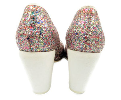 DRIES VAN NOTEN/ドリスヴァンノッテン グリッター パンプス 約24cm 中古 ラメ レディース マルチカラー カラフル ブロックヒール 38