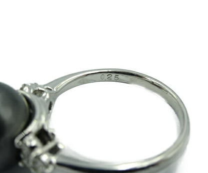 ダイヤ 0.25ct ブラックパール 11.6 リング Pt900 中古  指輪 13号 プラチナ 真珠 グレー レディース おしゃれ 冠婚葬祭