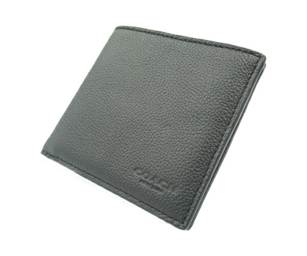 COACH レザー 2つ折り 札入れ F75084 中古  コーチ カード 本革 メンズ ブラック ブランド