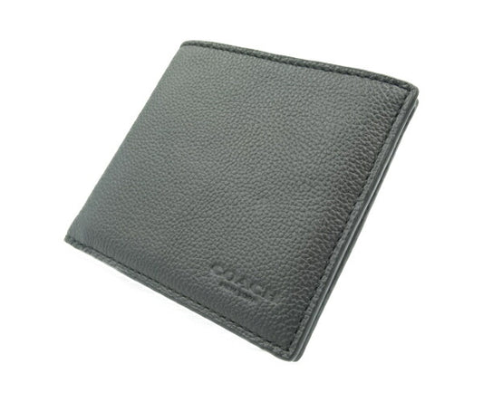 COACH レザー 2つ折り 札入れ F75084 中古  コーチ カード 本革 メンズ ブラック ブランド