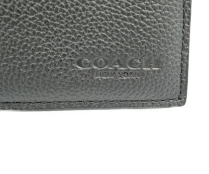 COACH レザー 2つ折り 札入れ F75084 中古  コーチ カード 本革 メンズ ブラック ブランド