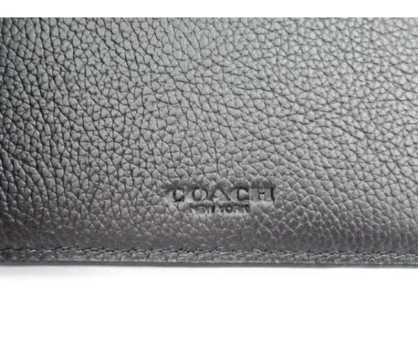 COACH レザー 2つ折り 札入れ F75084 中古  コーチ カード 本革 メンズ ブラック ブランド