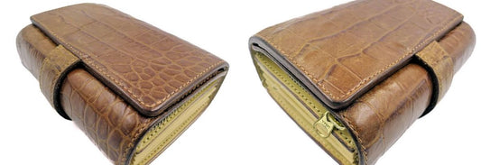 1metre carre/アンメートルキャレ クロコ調 二つ折り財布 中古 レザー 本革 ブラウン 茶 ウォレット