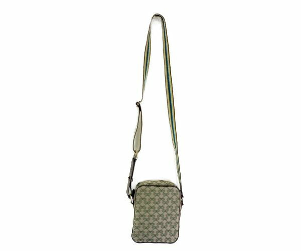 ANYA HINDMARCH アニヤハインドマーチ キャンバス ショルダーバッグ 中古 ミニ ロゴ ブラウン グリーン モード 鞄