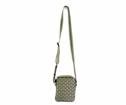ANYA HINDMARCH アニヤハインドマーチ キャンバス ショルダーバッグ 中古 ミニ ロゴ ブラウン グリーン モード 鞄