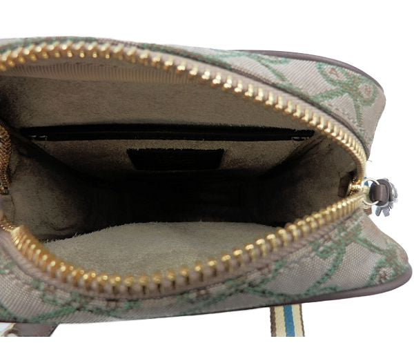 ANYA HINDMARCH アニヤハインドマーチ キャンバス ショルダーバッグ 中古 ミニ ロゴ ブラウン グリーン モード 鞄