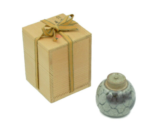 銹絵 魚網支 陶器 茶入 中古  さびえ 鉄絵 てつえ 陶磁器 その他 箱(ｹｰｽ)付