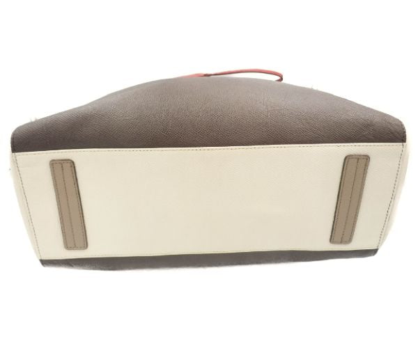 A.D.M.J. エーディーエムジェイ レザー トートバッグ 中古  ブラウン ホワイト 茶 白 大きめ レディース 鞄