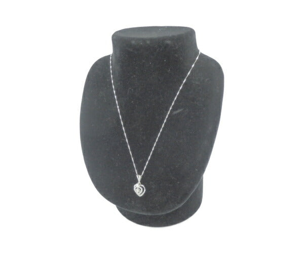 K18WG ダイヤモンド 0.15ct ハート モチーフ ネックレス 中古  18金 ホワイトゴールド ペンダント アクセサリー 花