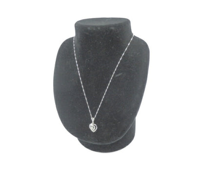 K18WG ダイヤモンド 0.15ct ハート モチーフ ネックレス 中古  18金 ホワイトゴールド ペンダント アクセサリー 花