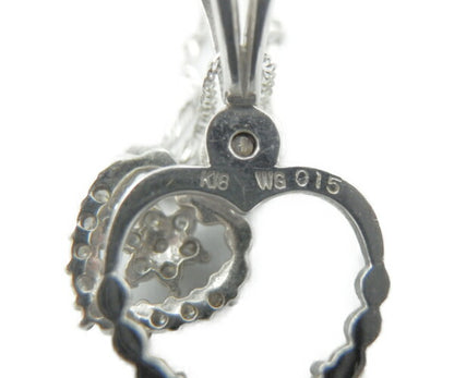 K18WG ダイヤモンド 0.15ct ハート モチーフ ネックレス 中古  18金 ホワイトゴールド ペンダント アクセサリー 花