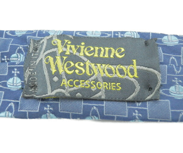 Vivienne Westwood ロゴグラム シルク 100％ ネクタイ 中古  ヴィヴィアンウエストウッド 絹 ブランド おしゃれ メンズ 青