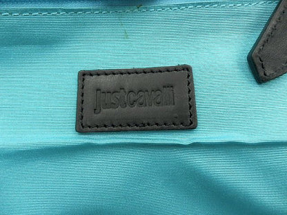 Just Cavalli ジャストカヴァリ キャンバス トートバッグ 中古  レオパード ヒョウ柄 オレンジ 大きめ 大容量 レディース