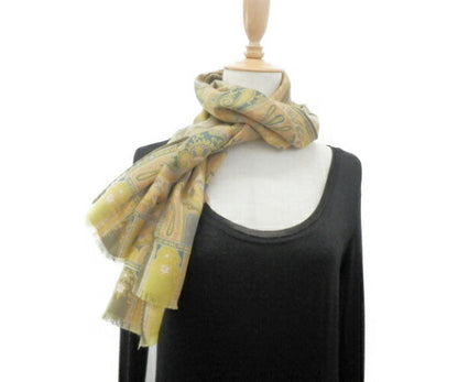 ETRO ウール 70％ シルク 混 ロング ストール 中古  エトロ 羊毛 絹 マフラー ショール ブランド おしゃれ 秋 冬