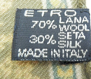 ETRO ウール 70％ シルク 混 ロング ストール 中古  エトロ 羊毛 絹 マフラー ショール ブランド おしゃれ 秋 冬