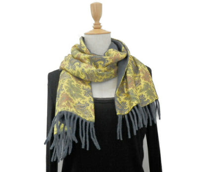 ETRO シルク 100% カシミヤ 100％ ペイズリー柄 マフラー 中古  エトロ 絹 ストール ブランド おしゃれ 幾何学 レディース
