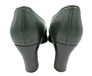 HERMES エルメス レザー パンプス 約23cm 中古  ダークグリーン 緑 フラットヒール レディース ブランド 36.5 靴