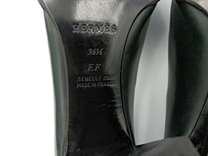 HERMES エルメス レザー パンプス 約23cm 中古  ダークグリーン 緑 フラットヒール レディース ブランド 36.5 靴