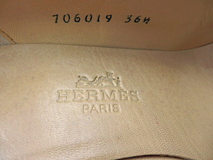 HERMES エルメス レザー パンプス 約23cm 中古  ダークグリーン 緑 フラットヒール レディース ブランド 36.5 靴