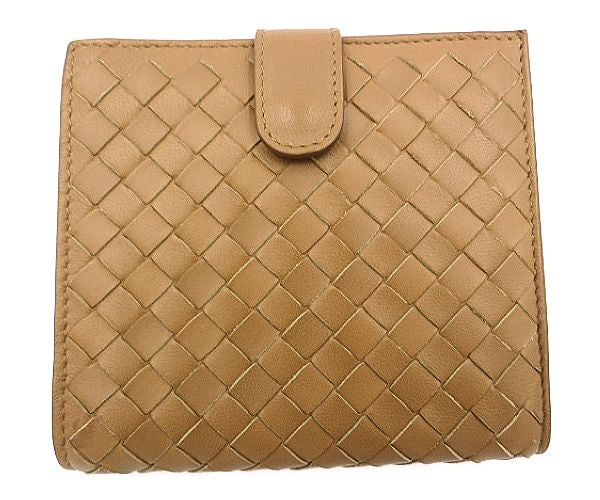 BOTTEGA VENETA ボッテガヴェネタ イントレチャート ラウンドファスナー 二つ折り財布 中古  132355 V0013 レザー ブラウン 本革 編み込み ブランド
