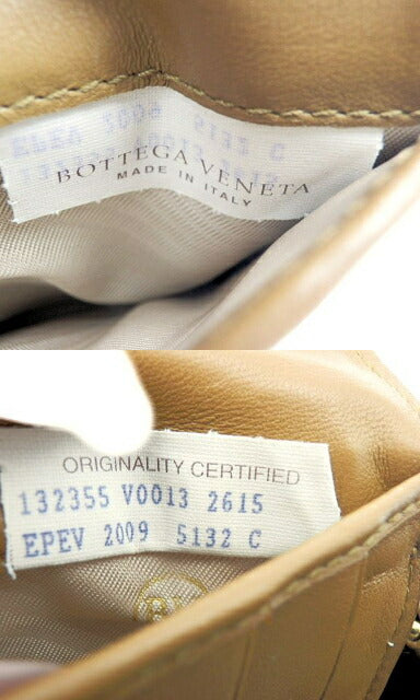 BOTTEGA VENETA ボッテガヴェネタ イントレチャート ラウンドファスナー 二つ折り財布 中古  132355 V0013 レザー ブラウン 本革 編み込み ブランド