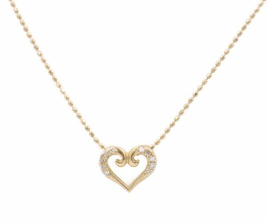 K18PG ダイヤ 0.06ct ハート ネックレス 中古  アクセサリー ジュエリー レディース ピンクゴールド