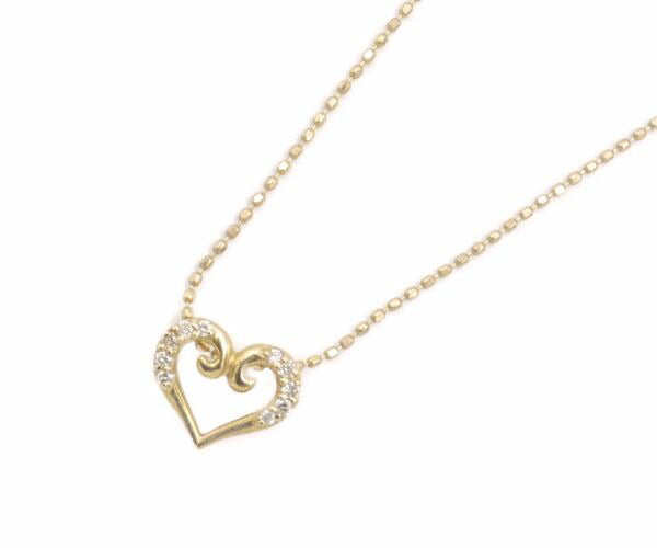 K18PG ダイヤ 0.06ct ハート ネックレス 中古  アクセサリー ジュエリー レディース ピンクゴールド