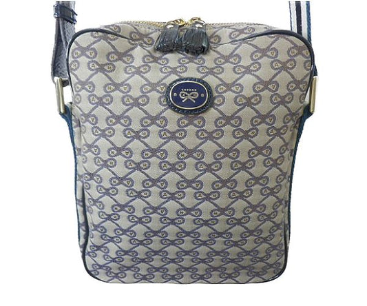 ANYA HINDMARCH アニヤハインドマーチ キャンバス ショルダーバッグ 中古  ロゴ グレー マルチカラー 鞄 ブランド レディース クロスボディ