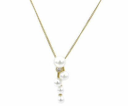 K18 ダイヤ 0.06ct パール ネックレス 中古  アクセサリー ジュエリー レディース 18金 ゴールド