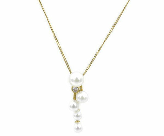 K18 ダイヤ 0.06ct パール ネックレス 中古  アクセサリー ジュエリー レディース 18金 ゴールド