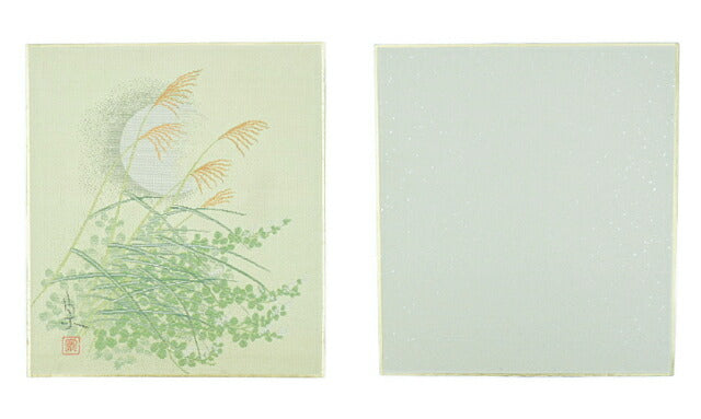 西陣綾錦織 色紙 斉藤宗 原画 秋草 中古 インテリア 和風 刺繍 絵画 ポスター 京都 西陣織