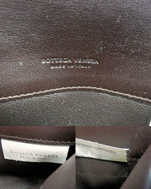 BOTTEGA VENETA ボッテガヴェネタ イントレチャート 二つ折り長財布 中古  150509 V001N 編み込み レザー ブラウン 茶 ブランド ウォレット