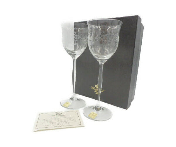 未使用品 Theresienthal ペア ワイン グラス 中古  テレジアンタール 切子 洋食器 ババリア ガラス ブランド