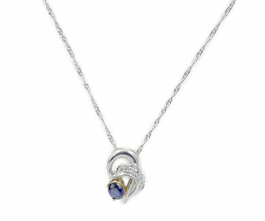 pt900 K18 ダイヤ0.05ct サファイヤ 0.52ct pt850 ネックレス 中古  アクセサリー ジュエリー プラチナゴールド レディース おしゃれ