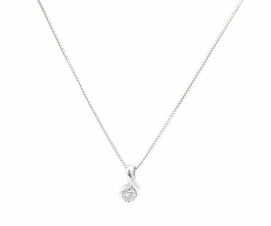 K18WG ダイヤ 0.07ct ネックレス 中古  アクセサリー ジュエリー ホワイトゴールド 18金 レディース