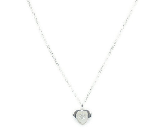 K10WG ダイヤ 0.05ct ハート ネックレス 中古  アクセサリー ジュエリー ホワイトゴールド 10金 ダイヤモンド