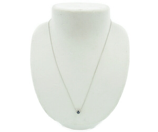 Pt850 ダイヤ 0.02ct サファイヤ 0.51ct ネックレス 中古  アクセサリー ジュエリー プラチナ ダイヤモンド レディース