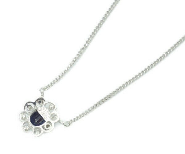 Pt850 ダイヤ 0.02ct サファイヤ 0.51ct ネックレス 中古  アクセサリー ジュエリー プラチナ ダイヤモンド レディース