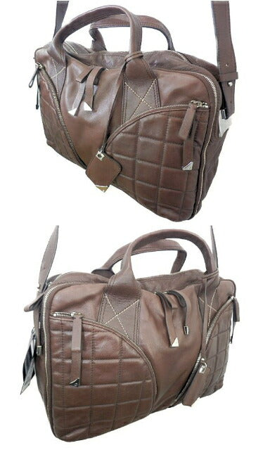 FRANCESCO BIASIA フランシスコビアシア レザー 2way ボストンバッグ 中古  ショルダー ブラウン 茶 シンプル 鞄 本革