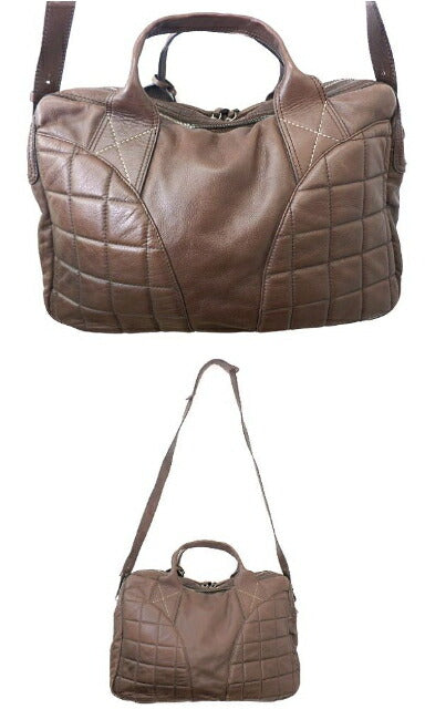 FRANCESCO BIASIA フランシスコビアシア レザー 2way ボストンバッグ 中古  ショルダー ブラウン 茶 シンプル 鞄 本革