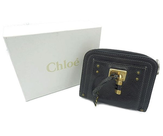 Chloe クロエ パディントン 二つ折り財布 中古  ブラック 黒 レザー ラウンドファスナー ブランド ウォレット