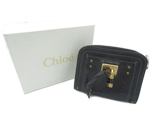 Chloe クロエ パディントン 二つ折り財布 中古 ブラック 黒 レザー ラウンドファスナー ブランド ウォレット