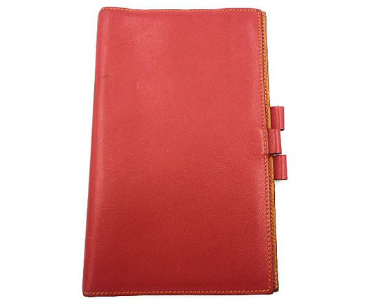HERMES エルメス カーフレザー アジェンダヴィクション2 中古  手帳カバー レッド 赤 本革 ビジネス 文房具 ブランド 無地
