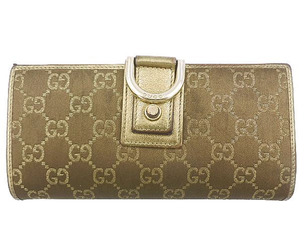 GUCCI グッチ GGキャンバス ラウンドファスナー 長財布 中古  154256 3731 ブラウン ゴールド GGマーク ブランド ウォレット