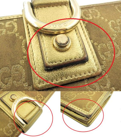 GUCCI グッチ GGキャンバス ラウンドファスナー 長財布 中古  154256 3731 ブラウン ゴールド GGマーク ブランド ウォレット